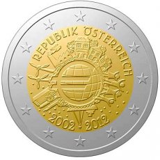 12-OOS-2E Oostenrijk 2 Euro 2012, 10 Jaar Chartale Euro, FDC