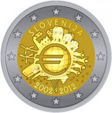 Slovenië 2 Euro 2012, 10 Jaar Chartale Euro, FDC