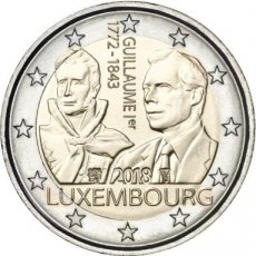 Luxemburg 2 Euro 2018, Guillaume I met muntmeesterteken Leeuw, FDC