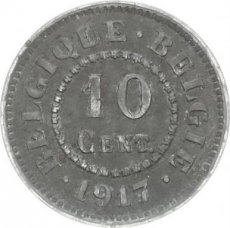 Belgium, 10 Centimes Zinc 1917 FR/FL, Morin 439, VF