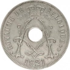 Belgium, 25 Centimes 1921 FR, Morin 324, VF/XF